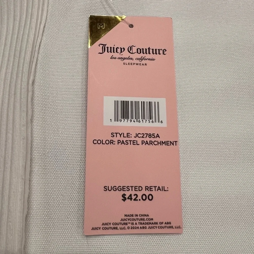 NWT Juicy Couture Sleepwear Racerback Tank Silver Bling Rib Knit Size Medium - Picture 6 of 8